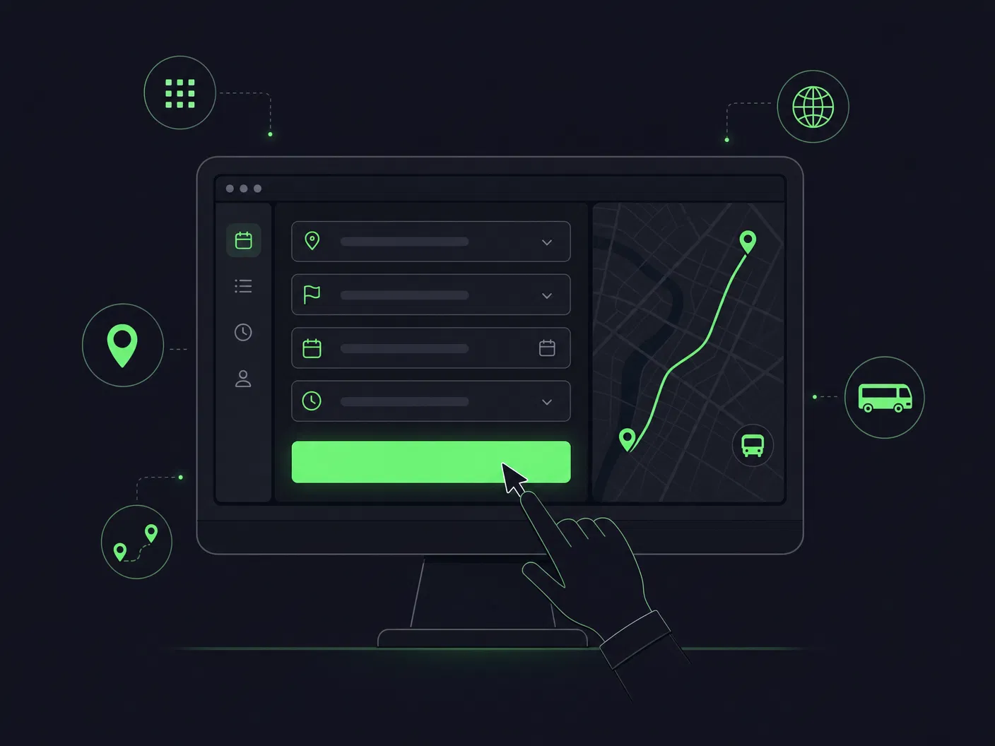 maas.maker Buchungsmaske für Disponenten – Dark Mode