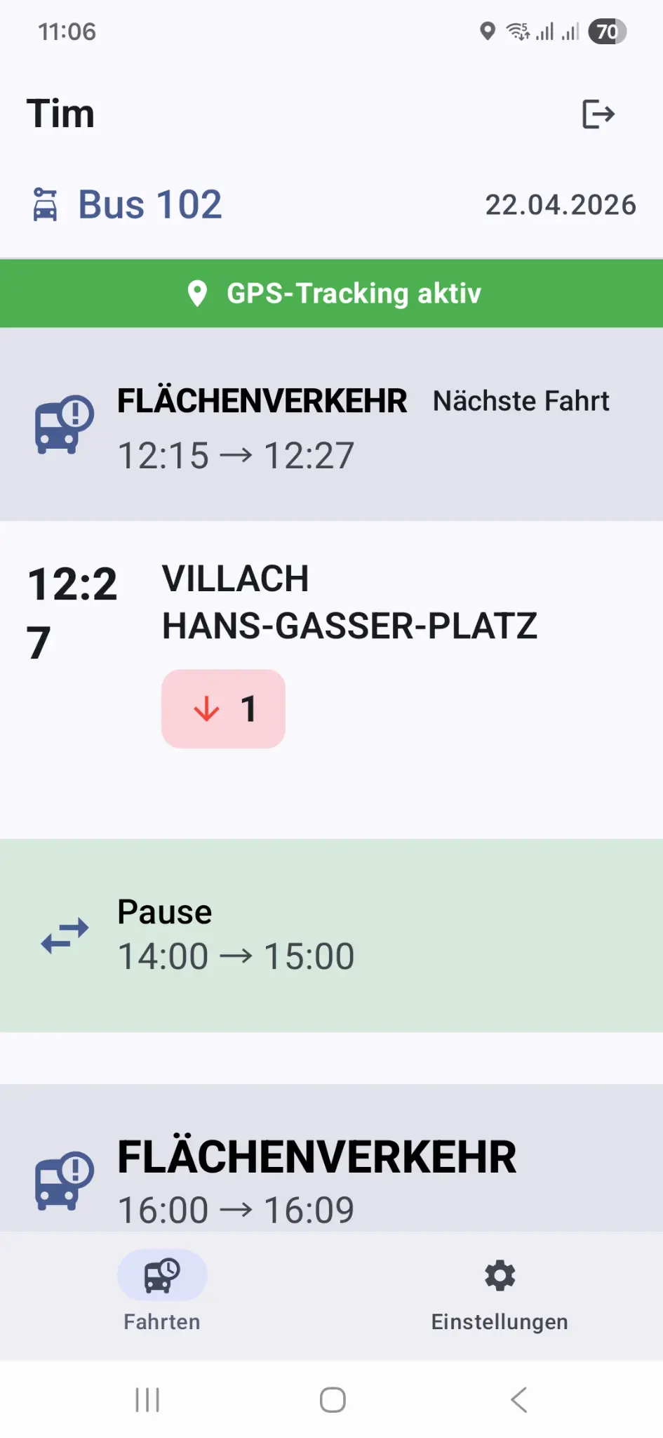 Fahrer-App mit Navigation