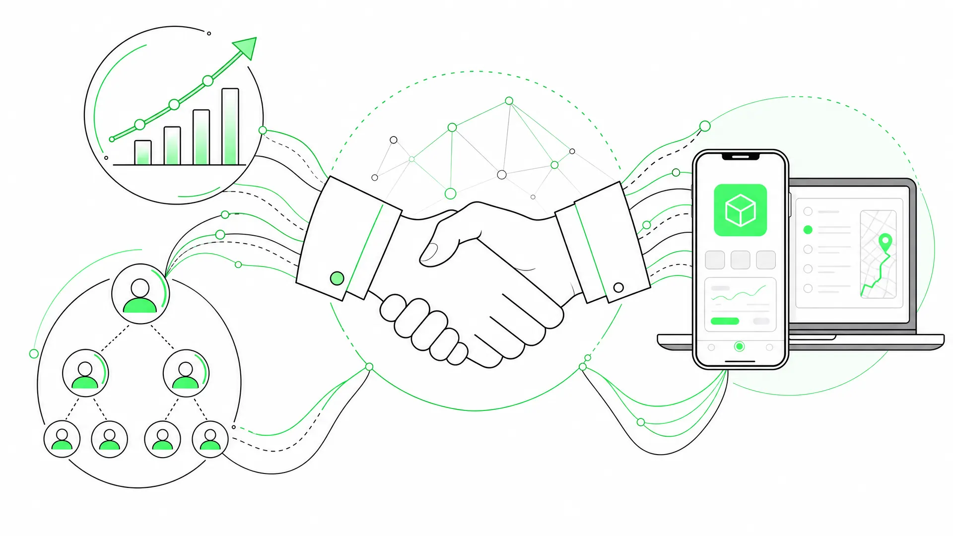maas.maker Partnerprogramm – Handshake Illustration
