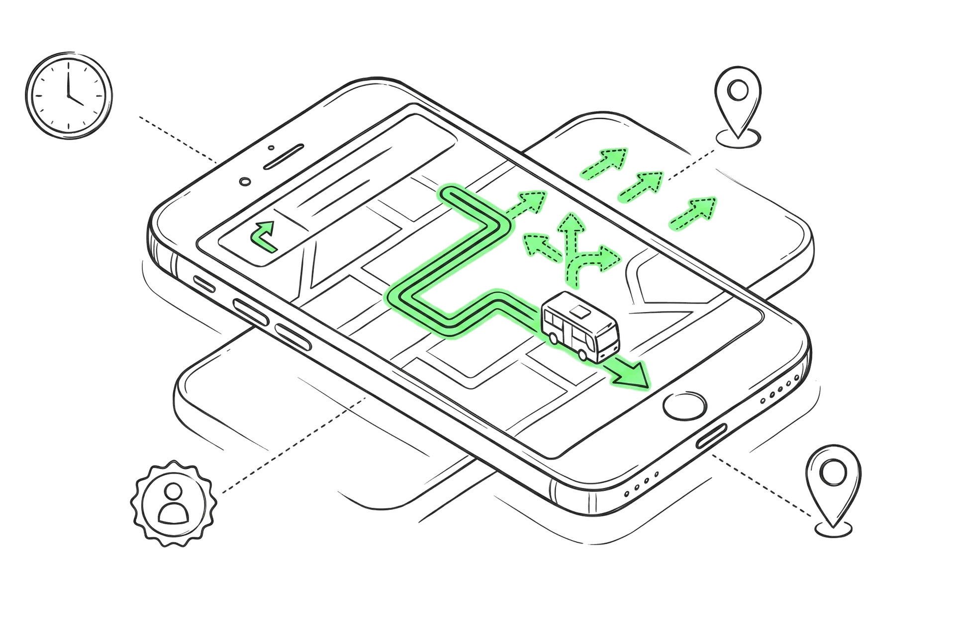 maas.maker Mobile App mit Navigation und Routenführung für Kunden und Fahrer